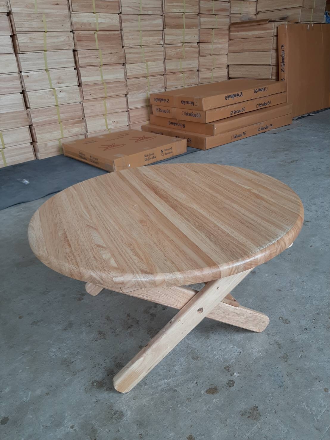 โต๊ะญี่ปุ่นไม้ยางพาราขาไม้  60, 75 ซม